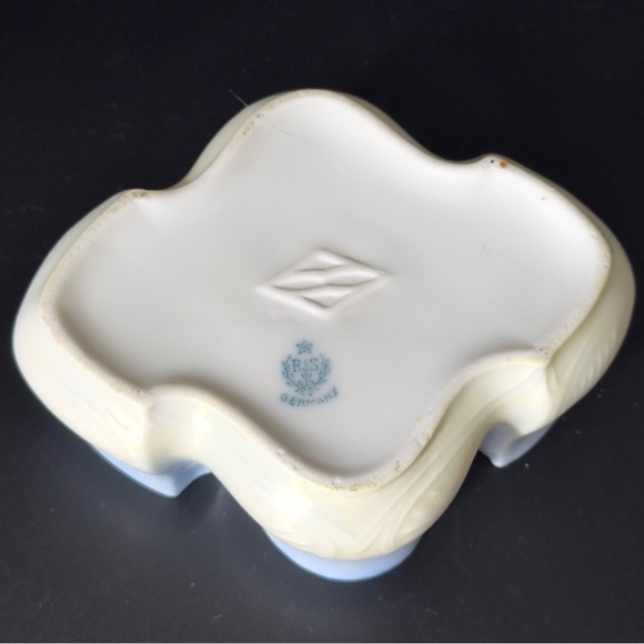 Antique RS Germany Trinket Dish Powder Jar Blue Flowers Hand Painted Signed M.S. - Picture 11 of 15